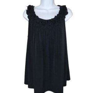 Black Tank Blouse with 3-D Embellishments Size18 Wide